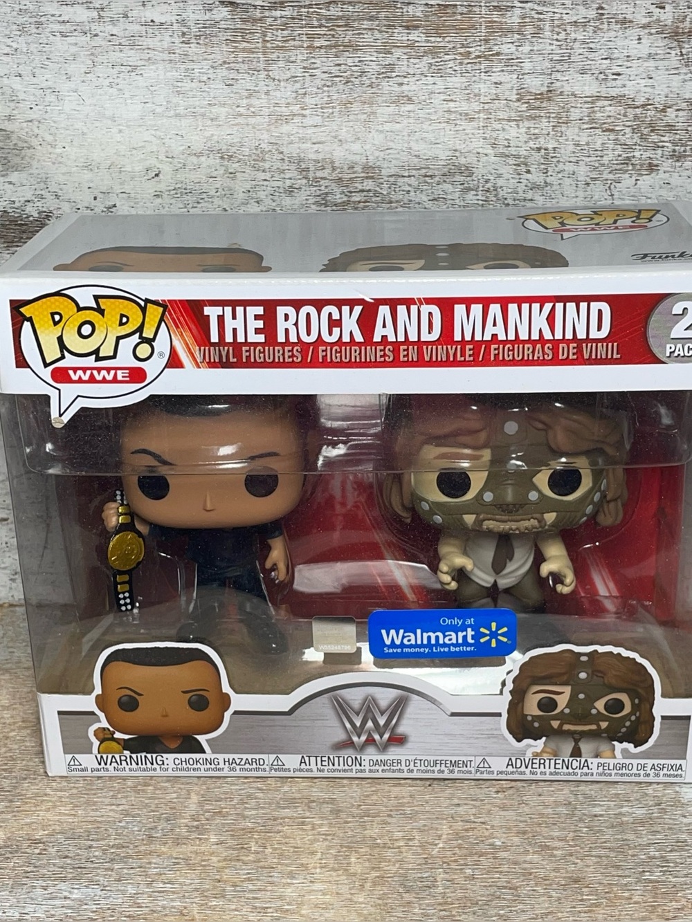 Funko POP! The Rock And Mankind 2 Pack Vinyl Figures WWE Walmart Exclusive New
